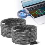 2er-Set USB-C Ladekabel 100W, 2m: Magnetische Aufrollfunktion, schnell & knot...