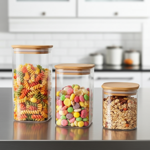 Vorratsgläser-Set mit Deckel aus Bambus, 3 Grössen: Eine elegante Aufbewahrun...