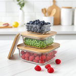 Vorratsdosen mit Deckel (3er-Set) aus Glas & Bambus – Vorratsgläser mit Aroma...