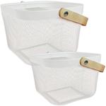 Elegante Metall Drahtkörbe Weiss mit Holzgriff: 2er-Set Dekokörbe für Küche &...