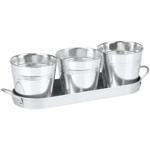 Kräutertöpfe, 3tlg. mit Tablett, Metall, Pflanztöpfe für Kräuter, Basilikum, ...