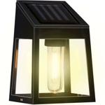 Moderne Solar Wandleuchte: warm-weisses Licht, PIR-Sensor, IP44, schwarz – St...