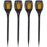 4er-Set Solargartenfackel mit Erdspiess, je 9 x 59 cm, flackernder Flammeneff...