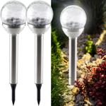 2er-Set Stimmungsvolle Solar-Kugellampe mit Bruchglas-Optik & Erdspiess (34x7...