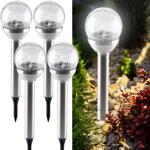 4er-Set Stimmungsvolle Solar-Kugellampe mit Bruchglas-Optik & Erdspiess (34x7...