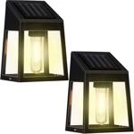 2er-Set Moderne Solar Wandleuchte: warm-weisses Licht, PIR-Sensor, IP44, schw...