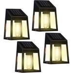 4er-Set Moderne Solar Wandleuchte: warm-weisses Licht, PIR-Sensor, IP44, schw...
