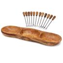 Tapas-Set 13-teilig aus Olivenholz - Handgefertigte Apéro-Schale 3 Fächer 33x...