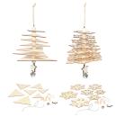 2er-Set 3D-Bastel-Deko Naturholz - Weihnachtsbaum, Stern, Dreieck - Kreativer...