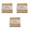 3er-Set Seifenablage aus Travertin - gold-gelb, quadratisch, 10x10cm - Handge...