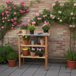 Pflanztisch Tannenholz - Verzinkte Metall-Arbeitsplatte, 2 Ablagen - Ergonomi...