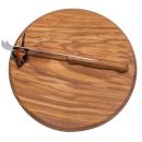 Rundes Olivenholzbrett mit Maus & Messer - Handgefertigt, schnittfest, antiba...