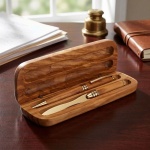 Olivenholz Büro-Set - Elegante Holzbox mit Kugelschreiber & Brieföffner - Han...