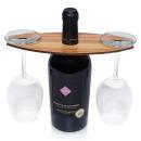 Olivenholz Wein-Caddy Flaschenhalter - für zwei Weingläser - 25x11cm Holztabl...