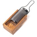 Käsereibe Olivenholz - Parmesanreibe mit Servierfach, 24,5 cm, für Käse, Nüss...