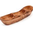 Olivenholz Knabberschale – Servierschale mit 3 Fächern für Snacks-Nüsse-Olive...