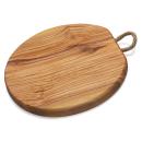 Rundes Schneidebrett Olivenholz 21x1,5cm - Robuster Küchenhelfer mit Kordel z...