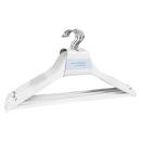 8 Holz-Kleiderbügel weiss - mit Steg & Rockkerbe - drehbarer Metallhaken - fü...