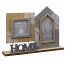 Fotorahmen Home aus Holz - Braun Grau mit weissen Ornamenten - für 2 Fotos 40...