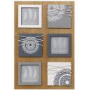 Fotorahmen Holz - für 3 Fotos mit Deko-Elementen & Ornamenten - Braun-Grau-We...