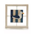 Maritimes Bild aus Holz - 3 Motive (Möwe, Seestern, Fisch) - Weiss/Blau - Wan...