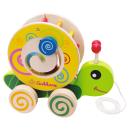 Nachzieh-Stecktier aus Birkenholz - Motorik-Spiel mit 4 bunten Bausteinen & d...