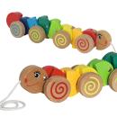 Nachziehtier Raupe aus Buchenholz - Bewegliche Glieder & 8 Räder - Länge 32cm...