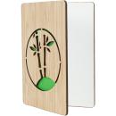 Grusskarte aus Bambus - mit gelaserem Bambusgras-Motiv in Grün - handgefertig...