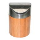 Bambus-Tischabfalleimer - mit Schwingdeckel & Metall - für Frühstückstisch Bü...