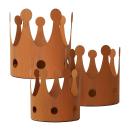 Kerzenhalter Set 3-teilig Krone - Rostoptik Vintage Deko für Garten Balkon Te...