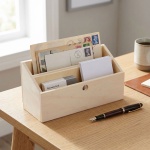 Briefhalter aus Holz - 2 Fächer & Serviettenhalter - 23x9x11 cm - Braun MDF -...
