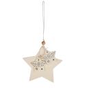 Stern-Anhänger aus Holz - mit Schnur zum Aufhängen - Naturbelassen zum Beschr...