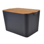 Aufbewahrungsbox mit Deckel, Kunststoff und Bambus, 40 x 27 x 24,5 cm, anthra...