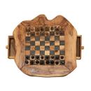 Olivenholz Schachbrett mit Figuren - Rustikales Strategiespiel & edle Dekorat...