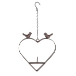 Vogelfutterstation Herzform - Gusseisen, mit Futterspiess für Meisenknödel/Äp...