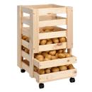 Kartoffelkiste Kiefernholz mit Rollen - FSC-zertifiziert für Obst & Gemüse La...