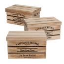 Deko-Holzkisten 3er-Set mit Deckel - Ineinander stapelbar & Vintage Landhaus-...