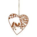Hängedekoration Herz aus Metall - Rost-Finish braun 12x13cm - Landhaus-Stil G...