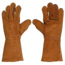 Grillhandschuhe aus 100% Leder - Hitzebeständig - Ofenhandschuhe Kaminhandsch...