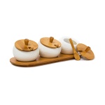 3er-Set Gewürzgläser aus Keramik - Dipschalen mit Deckel, Löffel & Bambus Bre...