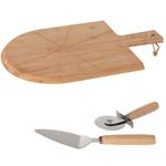 Pizza-Set aus Bambus - 3-teilig mit Pizzabrett, Schneider & Heber - Antibakte...