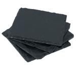 4er-Set Schiefer-Untersetzer - Edle, quadratische Glasuntersetzer anthrazit -...