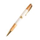 Holzkugelschreiber Olivenholz - Weisse Harz- & Gold-Metall-Details - Made in ...