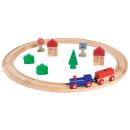 20-tlg. Holzeisenbahn Set – FSC® Buchenholz Zug mit Schienen, Lok, Wagons, Bä...