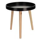 Designer Couchtisch rund aus Holz - Ablage mit schwarzer Tablett-Tischplatte ...