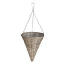 Blumenampel Trichter-Form Weidengeflecht - Hängender Blumentopf braun/silber ...