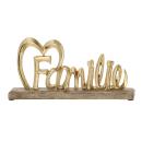 Schriftzug Familie aus Holz & Aluminium - Aufsteller & Wanddeko gold/braun mi...