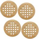 Bambus Untersetzer 4er Set rund - Topfuntersetzer mit Gitter-Optik für effekt...
