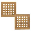 Bambus Untersetzer 2er Set - Quadratischer Topfuntersetzer für Töpfe & Pfanne...