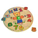 Lernuhr Bär aus Holz - Lernspielzeug Uhr mit 12 Steckteilen & Griff - Spieler...